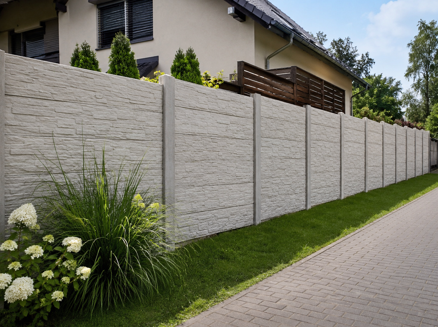 Einseitiger Betonzaun – einfache und solide Grundstücksgrenze – Miko Beton Zaun